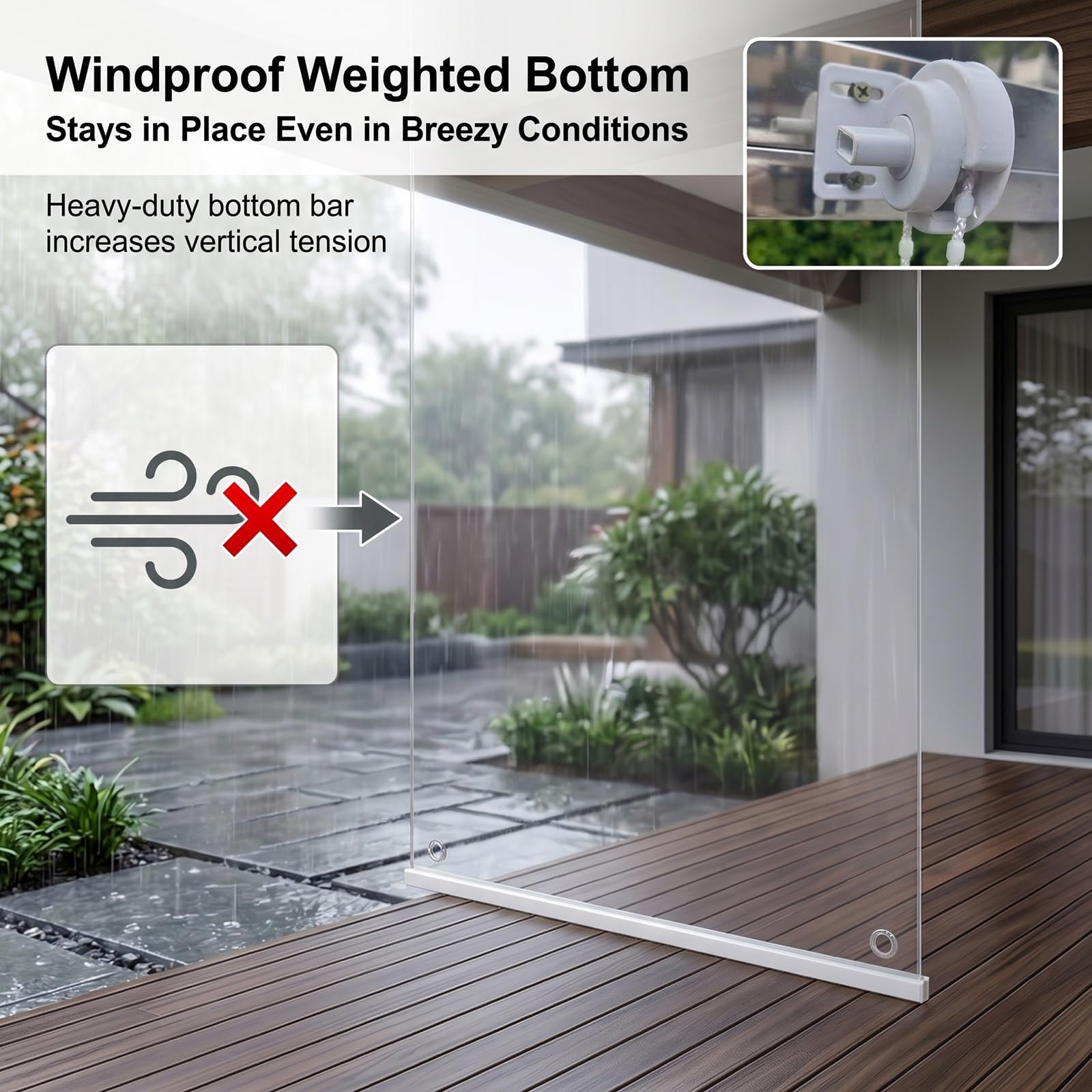Stores enrouleurs Transparents et imperméables，Rideau Enrouleur Vinyle Transparent résistant，pour Chambres,Salle Bain,Bureaux，Personnalisable，Facile à Installer(W110*H200cm/W43.30*H78.74in)