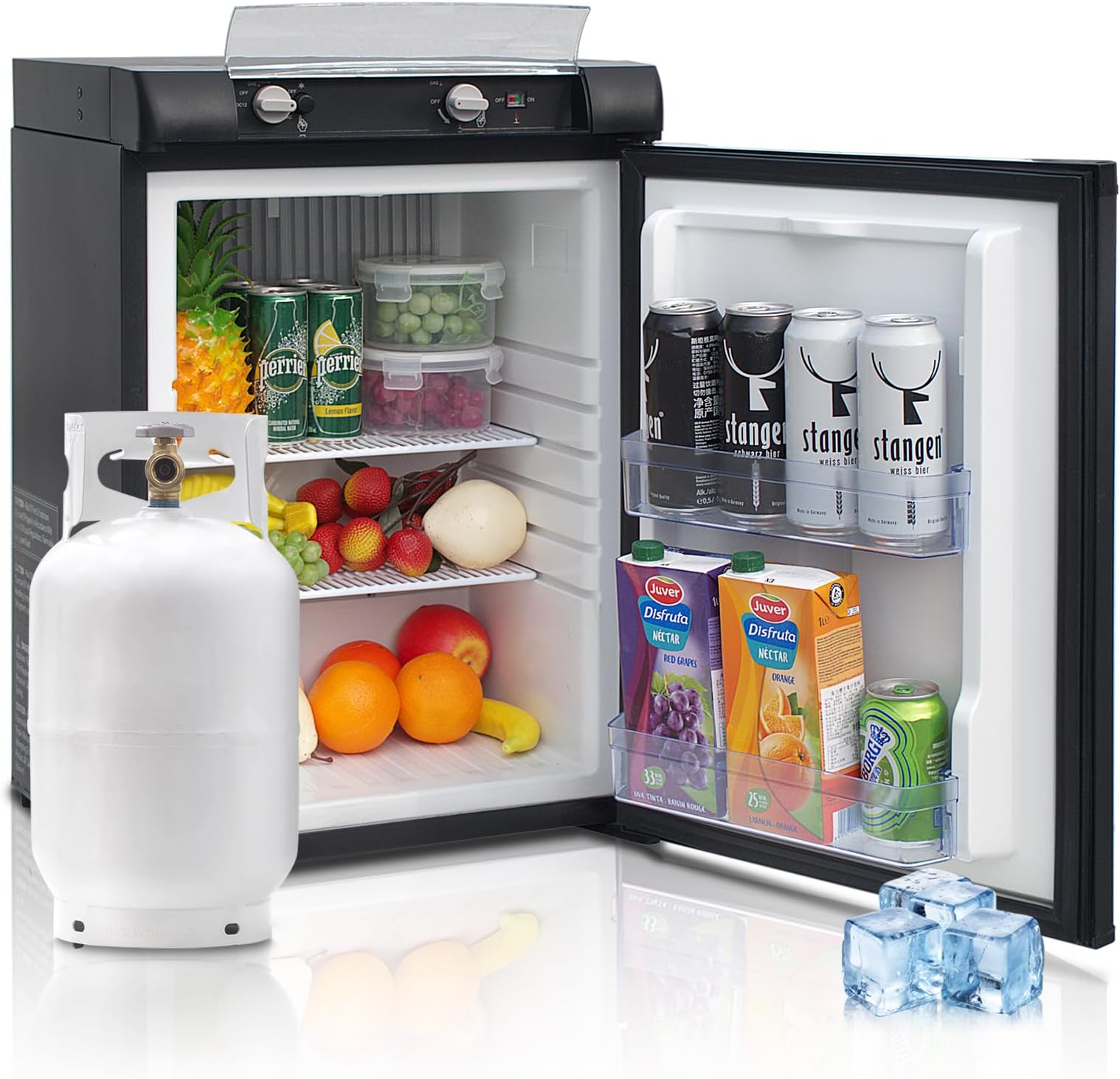 Propane Refrigerator off Grid, RV Fridge LPG/110V/12V, 3 Way Absorption Gas Refrigerator for Camper, Semi Truck, 2.1 Cu.Ft, Black