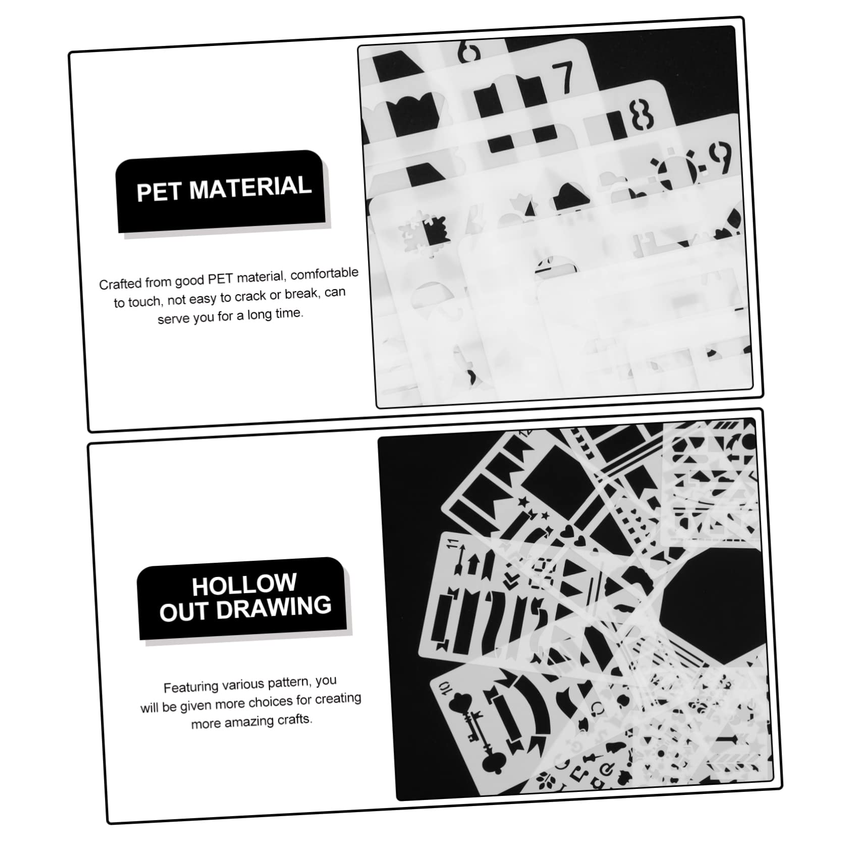 STOBOK Stencil Per Pittura A Tema Gatto - Modelli Riutilizzabili In Plastica, 26x18 Cm, Per Album, Diari E Attività Creative Per Bambini - 3