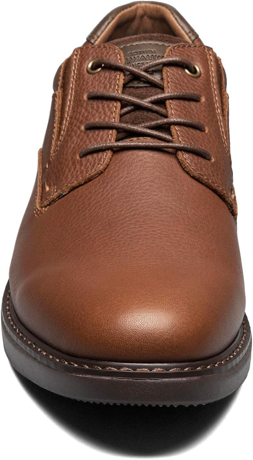 Nunn Bush Men's BAYRIDGE Plain Toe Lightweight Leather LACE-UP Oxford, Brown, 13 Wide - Image 4