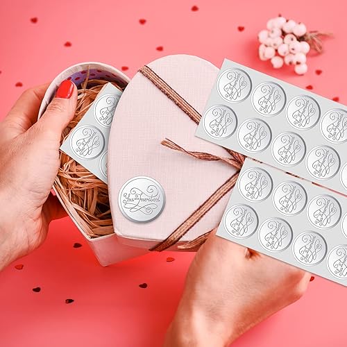 Miniatura 3 de 200 calcomanías en relieve para boda, redondas, sellos de papel de aluminio en relieve, calcomanías invitadas para sobres, invitaciones, decoración