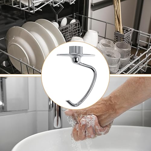 Miniatura 8 de Accesorio de gancho de acero inoxidable compatible con batidora Kitchen-Aid de 4.5 a 5 cuartos de galón, gancho de pan K45DH de repuesto para K45,