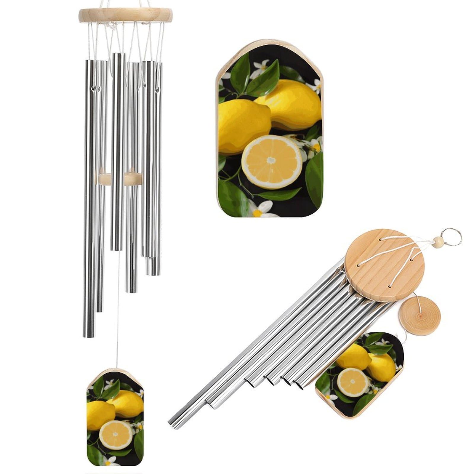 Carillon éolien commémoratif citron de 52 cm au son grave pour le jardin