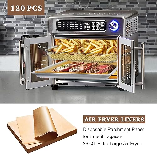 Miniatura 2 de KAWENDE 120 forros para freidora de aire, desechables de 10 x 11 pulgadas, compatibles con Emeril Lagasse de 26 cuartos de galón de puerta francesa
