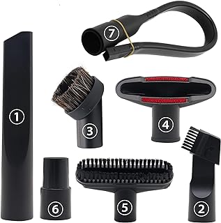 Vacuum Attachments Accessories, 1 1/4 inch Vacuum Cleaner Tools Kit Vacuum Dusty Brush with 32mm (1 1/4) inch & 35mm (1 3/8) inch Standard Hose Adapter, 7 Pack