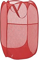 Vista 10 de Larpur Paquete de 2 cestas plegables para lavandería, plegable, portátil, de malla, con asas de transporte reforzadas (rosa)