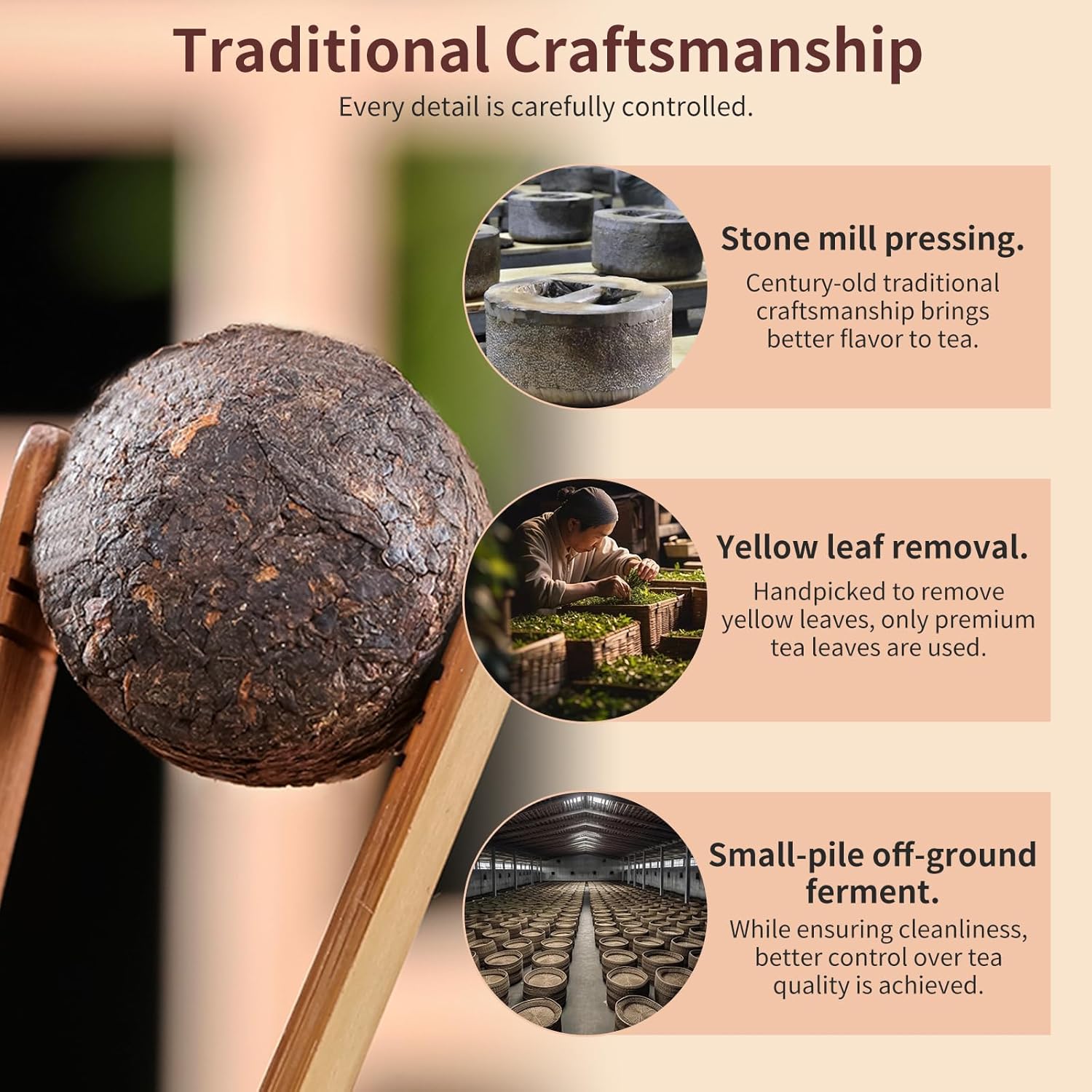 CHADUO Puerh Tea Cakes Pu erh Tea Loose Leaf Mini Tuocha Ripe Puer With Glutinous Rice Aroma 250g/8.8oz 普洱茶 普洱小沱茶 - Image 5