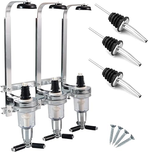 MUGLIO Soporte dispensador de licor para 3 botellas, para montaje en pared, bebidas y licores de vino, barra de acero, óptica, fiesta, hogar, bar,