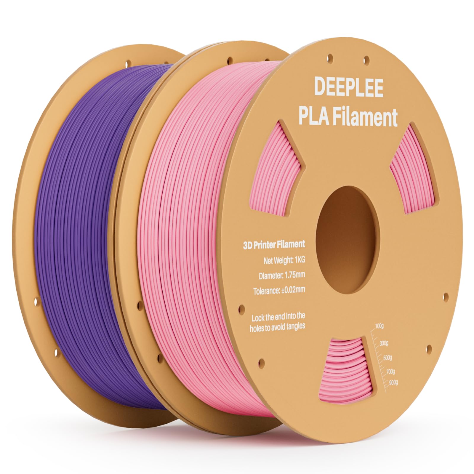 PLA 1.75mm 3D Printer Filament, 2 Pack 1kg Pink/Purple | Dimensional Accuracy +/- 0.02mm, Neatly Wound, No Clogging, Vacuum Package, Fits for Most FDM 3D Printers, Cardboard Spool