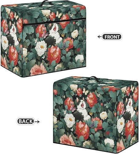 Miniatura 291 de Funda para máquina de coser de mariposas y flores con prácticos bolsillos, funda protectora con asa, para la mayoría de máquinas de coser estándar