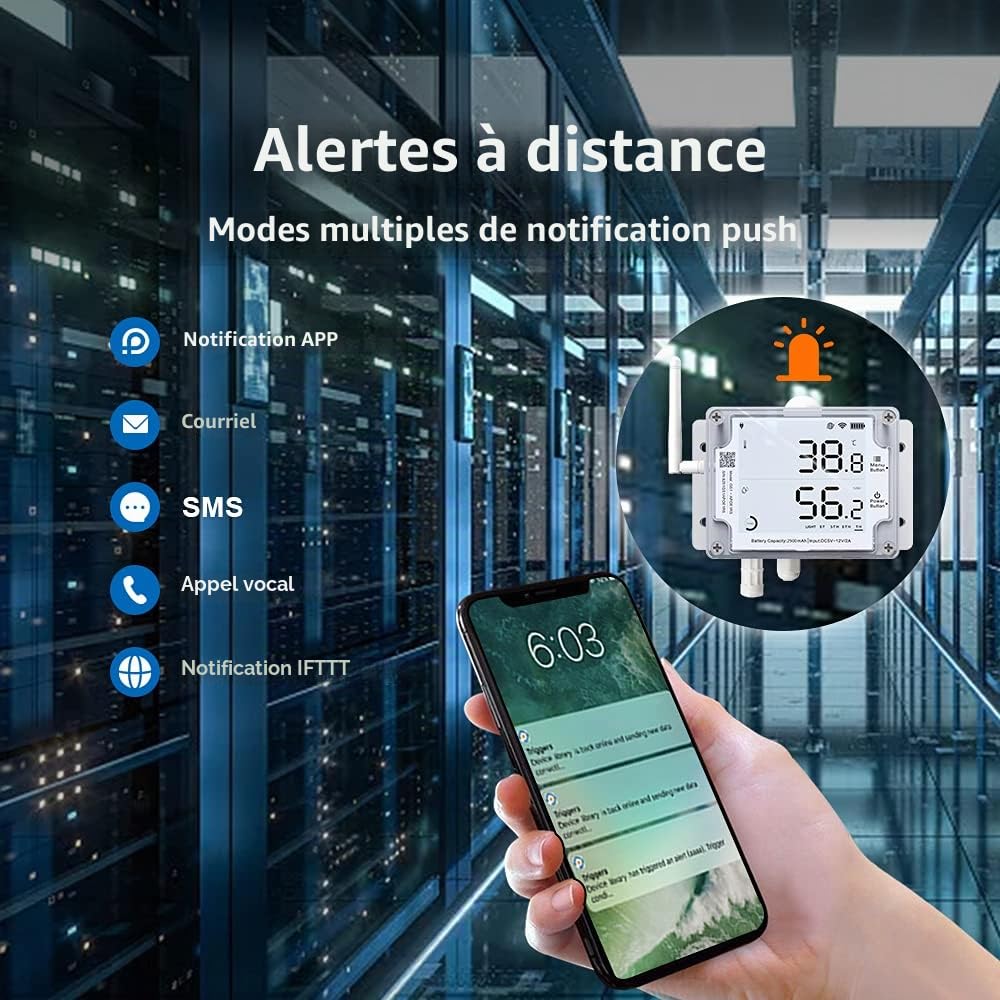 Ubibot GS1-AETH1RS Thermomètre et hygromètre numérique, moniteur de température et d’humidité wifi, enregistrement de données de température à distance (Wifi 2,4 GHz et câble Ethernet RJ45)