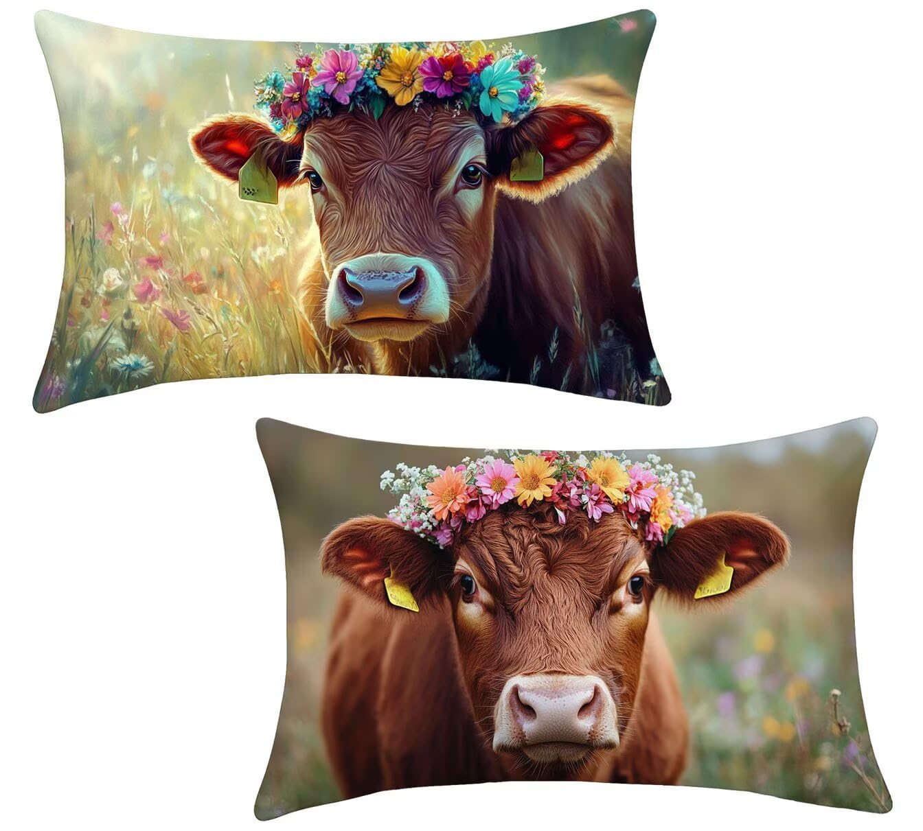 Cojines exterior jardín y terraza pack de 2 fundas de cojín 40x65 estilo rústico de vaca x-763