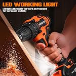 WORKBLESS 21V Power Drill Set, Cordless Drill with 2 Batteries and Charger, 3/8'' Keyless Chuck, Variable Speed, 18+1 Torque Setting and 28pcs Bits Tool Set(Orange)
