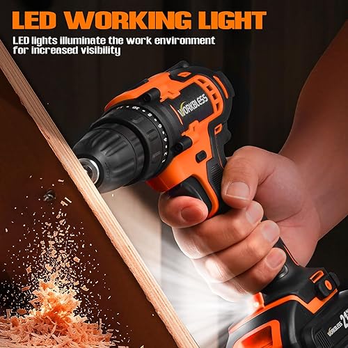 Miniatura 7 de WorkBless - Juego de taladro eléctrico de 21 V, taladro inalámbrico con batería y cargador, portabrocas sin llave de 38 pulgadas, velocidad