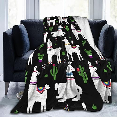 Miniatura 8 de Manta de alpaca y cactus, manta de franela para adultos y niños, manta suave y cálida ligera para sofá, cama, sofá, oficina, viajes, caravana,