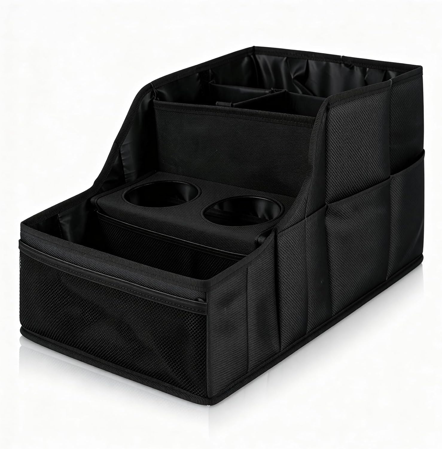 Car Seat Organizer Backseat and Passenger Seat Organizer with 9 Compartments 2 Cup Holders Car Organizer Front Seat Storage for Travel Kids，Black
