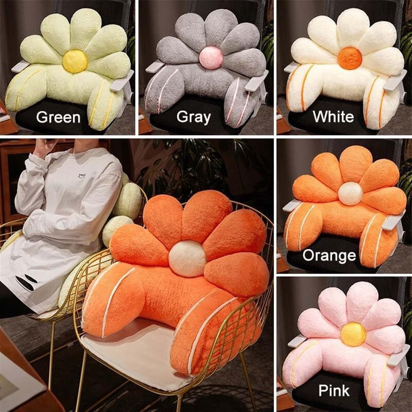 poduszka pod plecy, Oddychająca poduszka lędźwiowa z motywem kreskówkowym, relaksacyjna na krzesło i sofę, podparcie pleców(Grey,45 * 65CM)