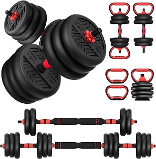 TOTOZAKUL 4-in-1 Adjustable Dumbbells 20-80lbs Set - Barbell, Kettlebell, Push-Up Stand for Home Gym Workouts