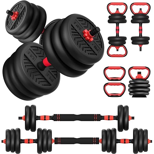 Adjustable Dumbbell, 20/30/40/60/80lbs Dumbbells Set, 4-in-1 Free Weights for Women/Men Workout Equipment Used as Barbell/Kettlebells/Push up Stand for Home Gym
