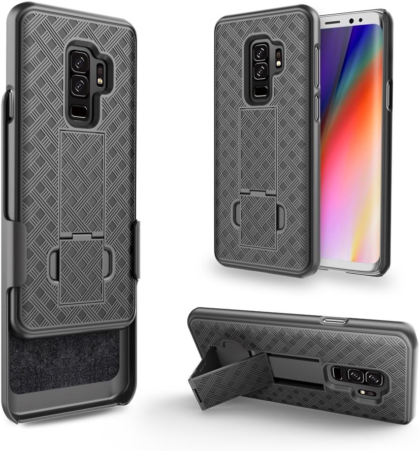 Galaxy S9 Plus Case, Galaxy S9 Plus Swivel Slim Belt Clip Holster Protective Phone Case Cover Compatible for Samsung Galaxy S9 Plus Cases (Combo Shell & Holster Case) - Black