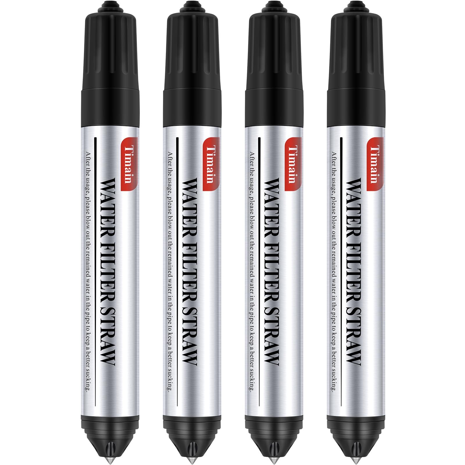 4 Pack Timain Mini Water Filter Straws,Water Purifier Survival for Emergency Preparedness,Break Glass,Travel,Camping, Hiking,Fishing,Hunting (4)