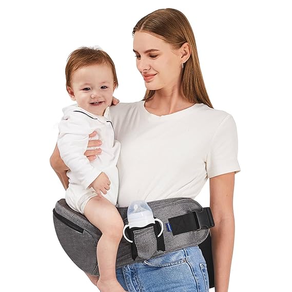 Baby Hip Carrier,Baby Carrier with Hip Seat for Newborns & Toddlers,Adjustable Extended Waistband with Various Pockets-Ergonomic (Gray)