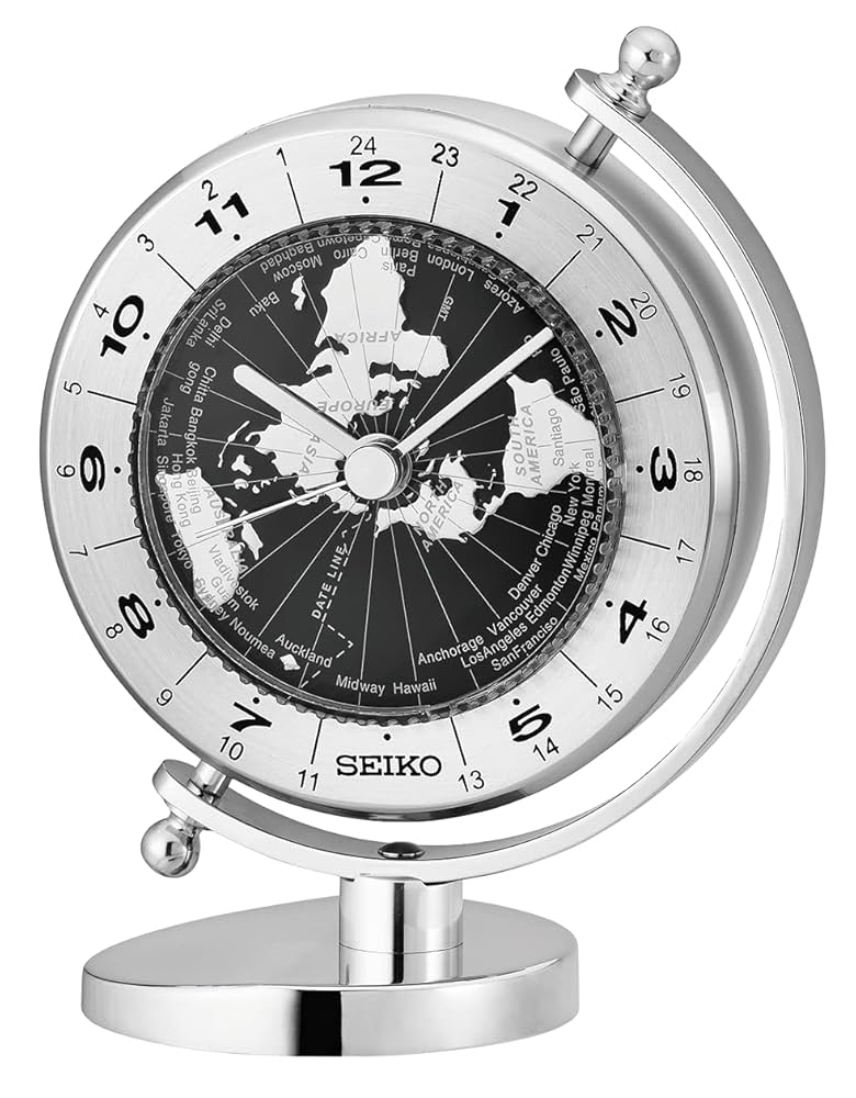 Amazon.com: Seiko 5 Inch Silver Globe Desk and Table Clock
