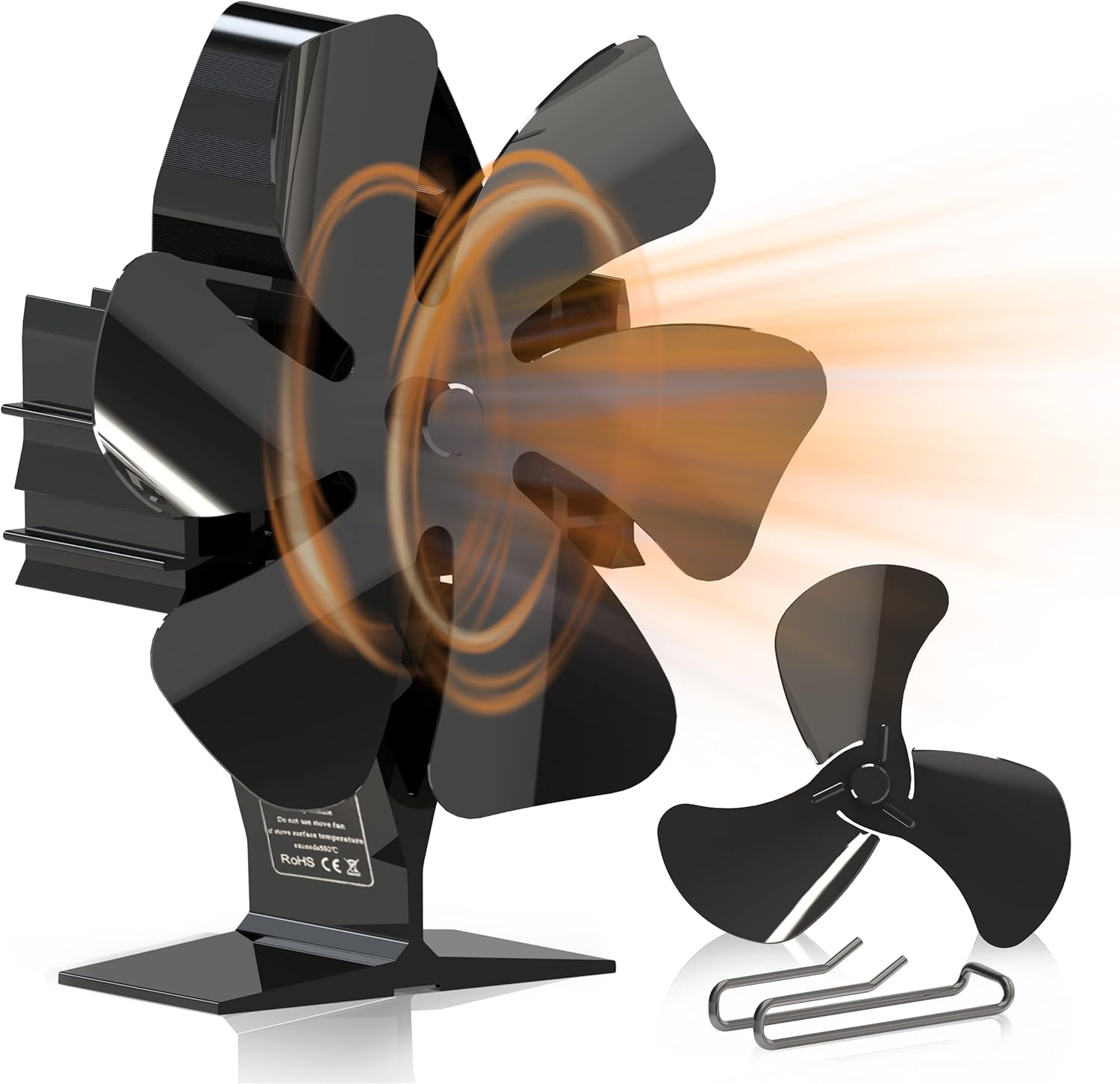 Heat Powered Stove Fan, 6 Blade Wood Stove Fan with Heater