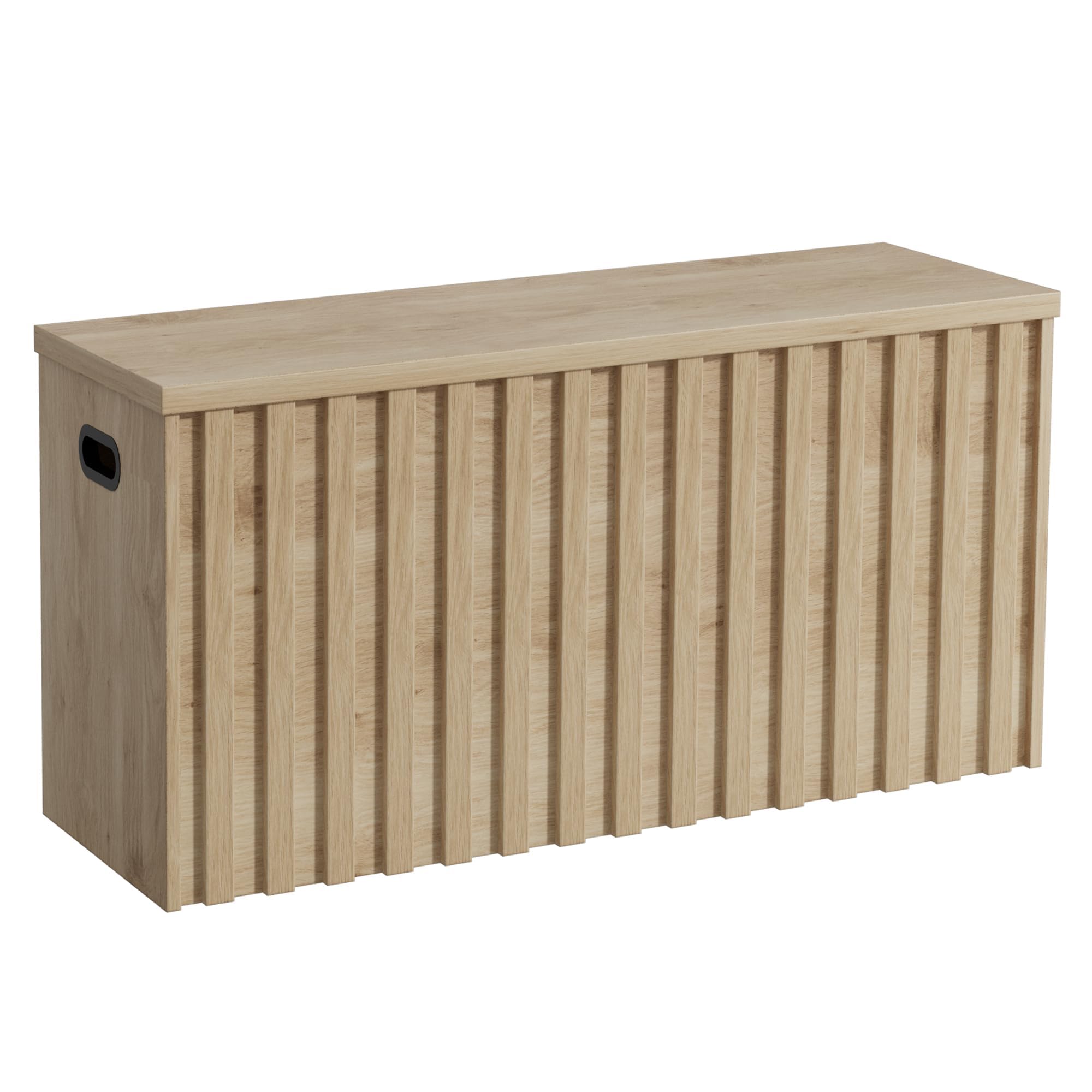 UEV Storage Bench,39.4" Wood Box, Storage Trunk with 2 Safety Hinges, Ottoman Storage Chest, Fluted Storage Bench for Bedroom, Entryway, Living Room (