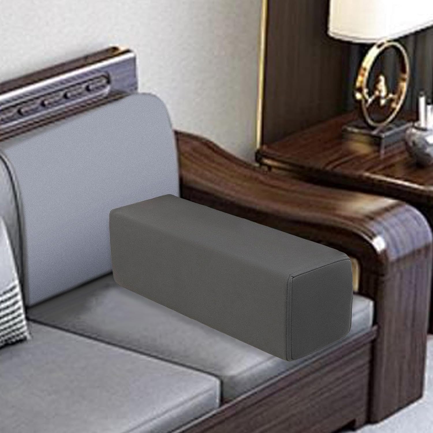 Couch Armrest Support Pillow for Elbow Comfort and Lumbar Relief, Dark Gray