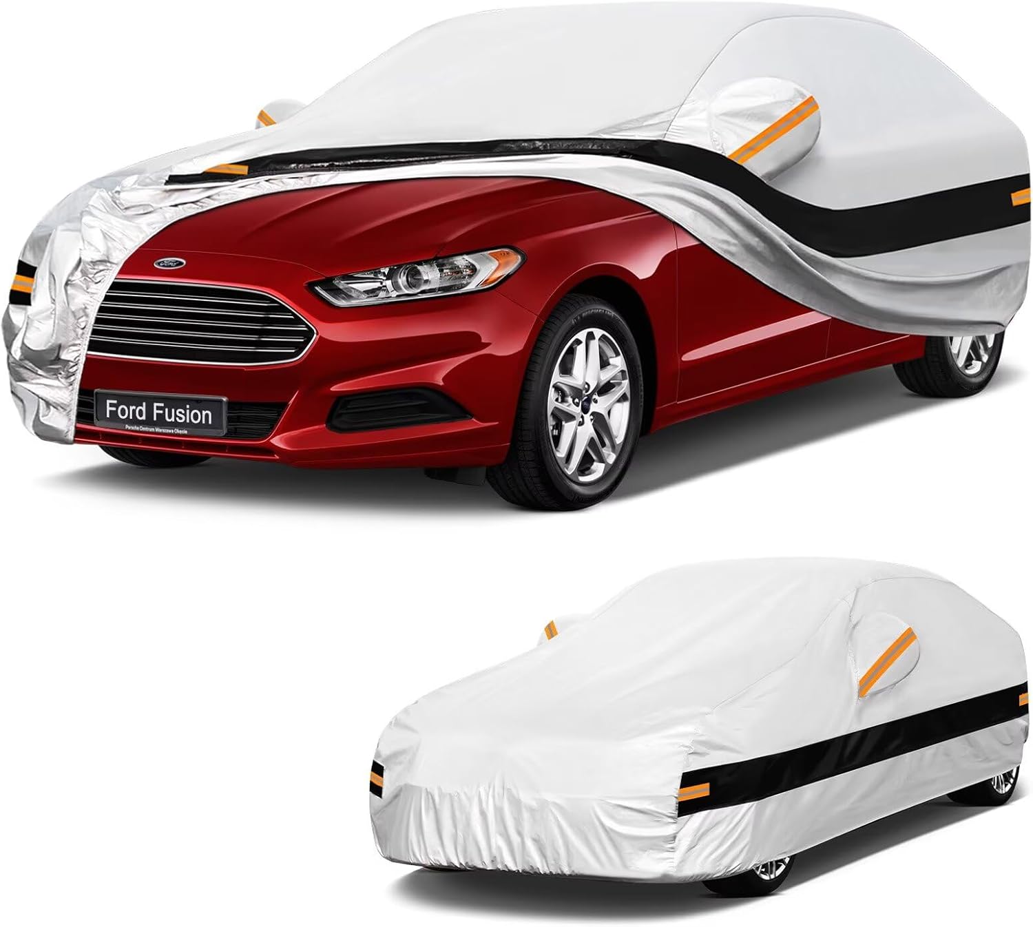 10 Layers Car Cover Custom Fit for Ford Fusion (2005-2026), Waterproof All Weather for Automobiles, Outdoor Full Cover Sun Dust Rain Protection with Cotton.Silver