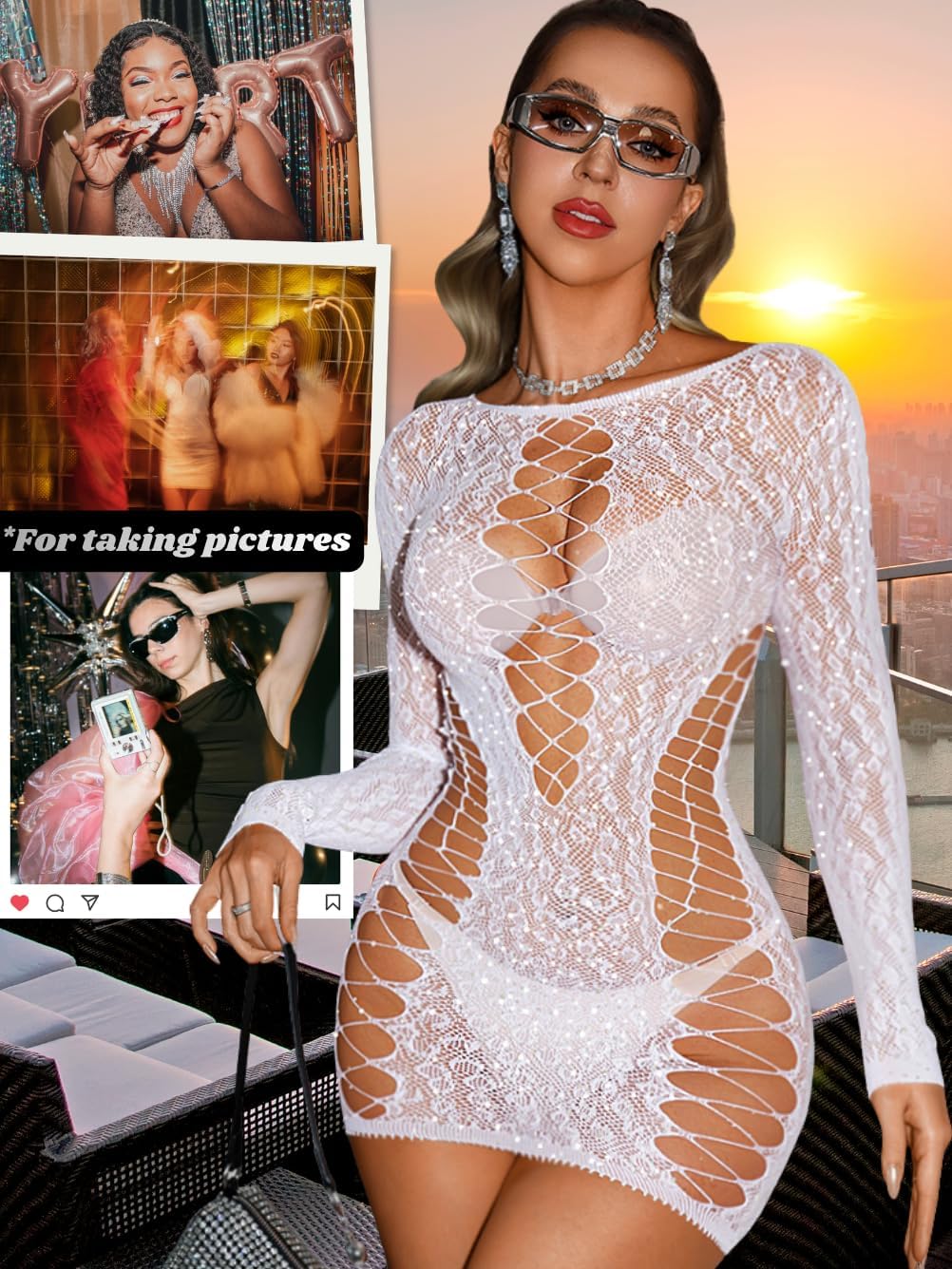 EHSUYAB Women Sexy Lingerie Fishnet Dress Exotic Wear Dancer Outfits