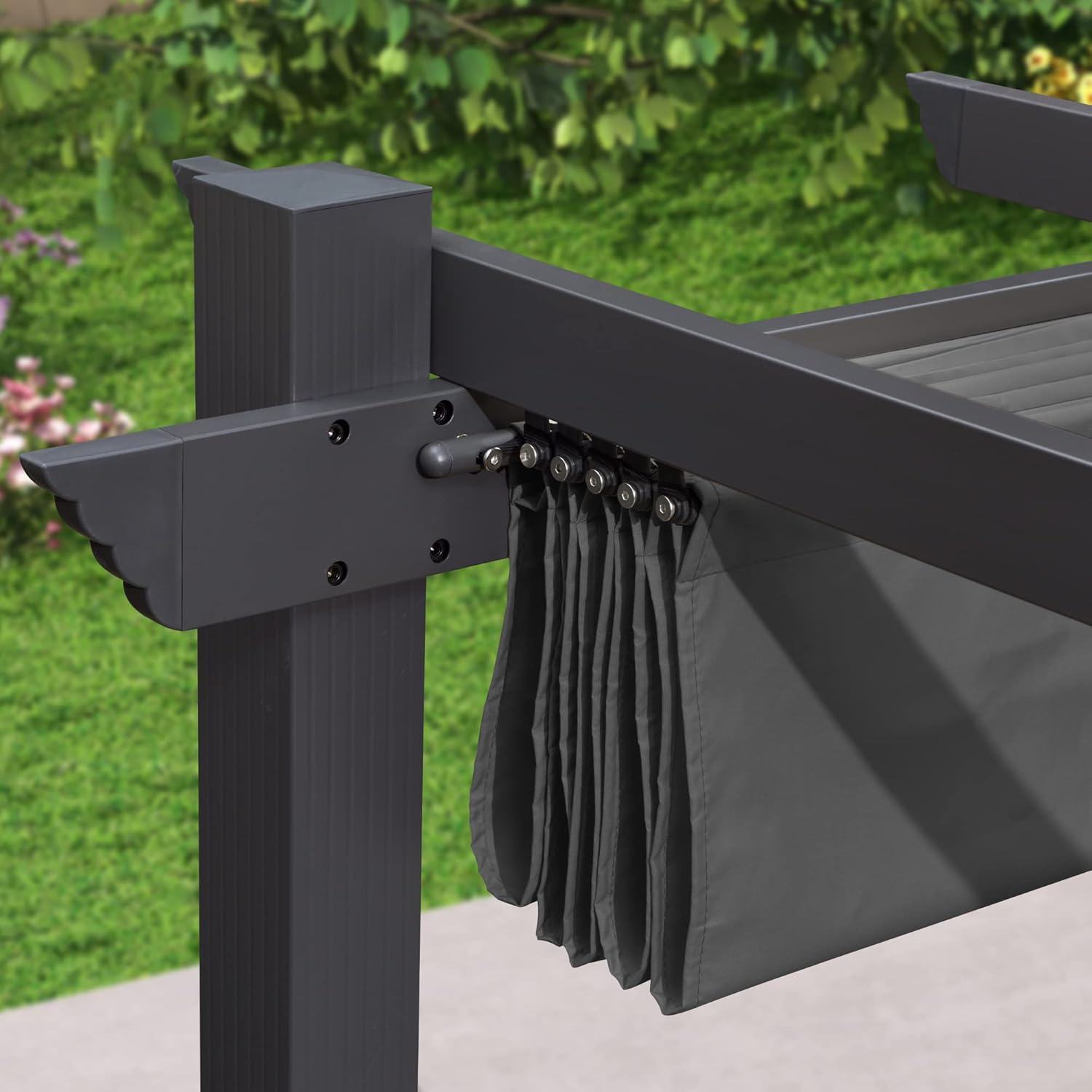 PURPLE LEAF Pergola Shade Cover for 10' X 10' Deck Porch Outside Outdoor Retractable Durable Fabric Canopy Replacement Top Only Gray