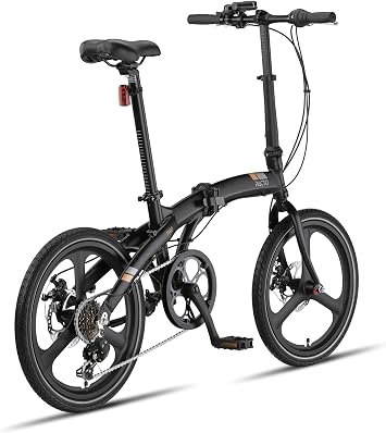 PACTO Two - Folding bike, Aluminum frame, disc brakes, Shimano 6 gears, Easy folding, Dutch design, 20 inch, Black
