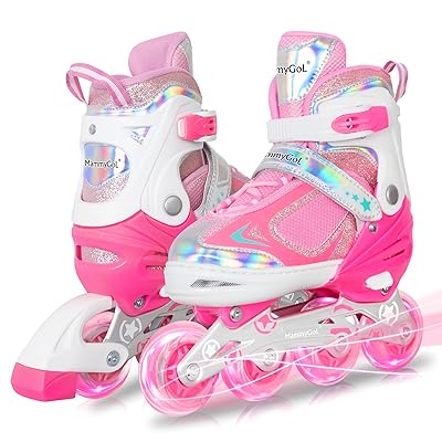 MammyGol Adjustable Inline Skates for Kids Boys Girls Youth Beginner with Light up Wheels Ages 4-16