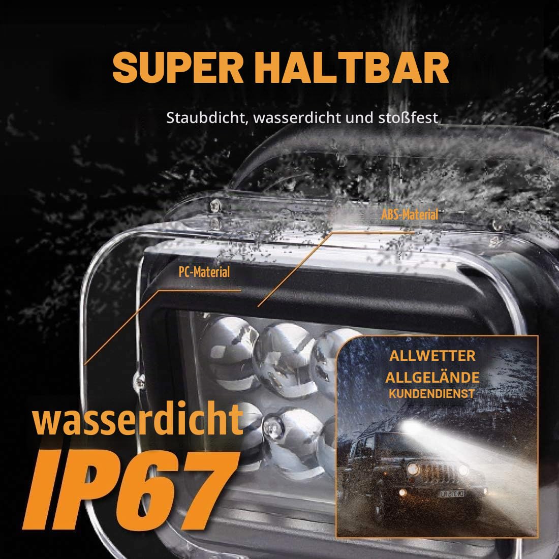Suparee LED Suchscheinwerfer Arbeitsleuchte Funkfernsteuerbar mit Magnetfuß Suchlicht - Wetterfest 360 Grad Drehbar für Auto Offroad Jagd Boot Garden 50 W DC 12V Schwarz(1 St.)