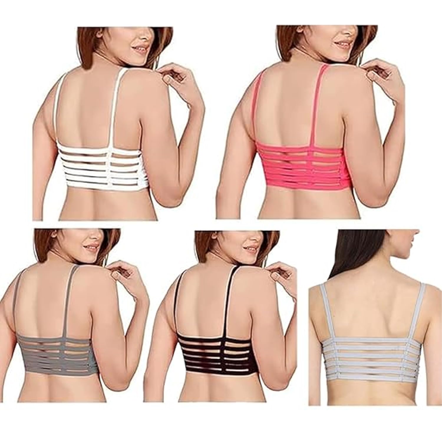 dolce viva Women's Cotton & Spandex Padded 6 Straps Bra-picture-38