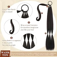 Extensie de coadă de cal împletită Sofeiyan cu elastic, lungă, 66 cm, meșă sintetică cu aspect natural pentru femei 2