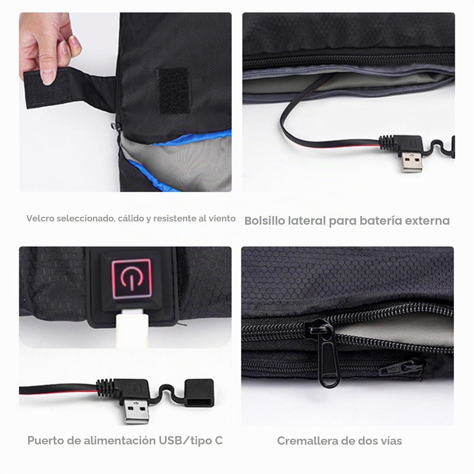 Saco de dormir con calefacción doble tamaño Queen para adultos, 3 estaciones, clima cálido y frío, perfecto para camping, senderismo y mochileros