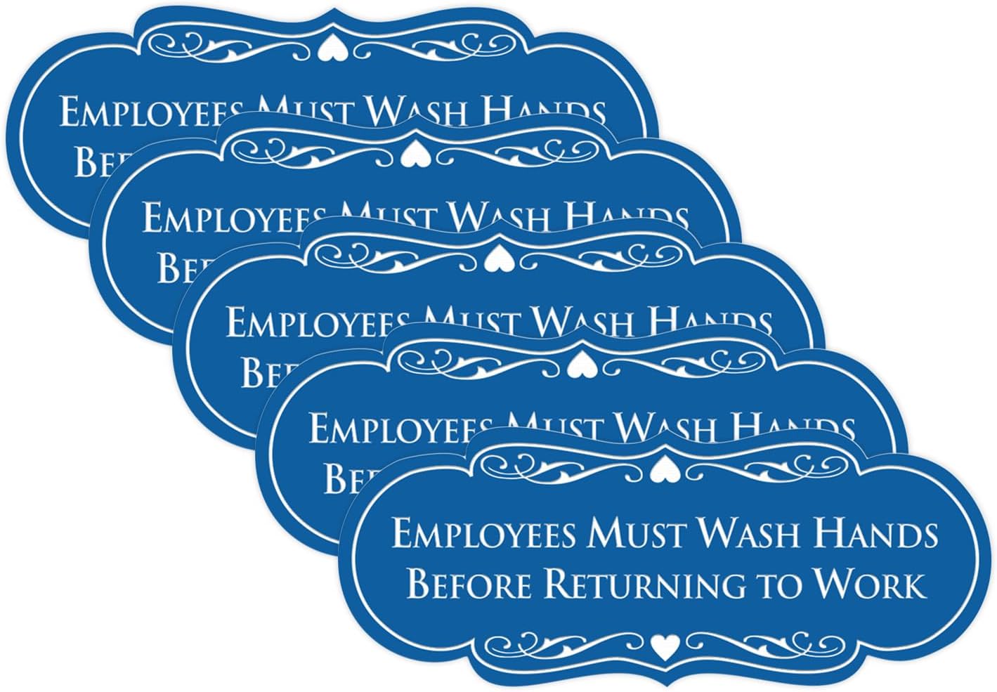 Signs ByLITA Designer Employees Must Wash Hands Before Returning to Work Sign - Durable Material and Easy Installation (Blue) - Small (5 Pack)