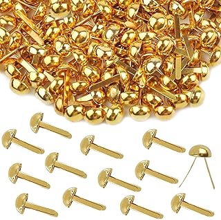 300 Pcs Brass Fasteners,brads for Paper Crafts,Brass Brads Round Fasteners,Paper Fasteners,Brass Brad Paper Fasteners,pins for Crafts DIY Handicraft School Project Supplies(0.32x0.6 Inch Gold)