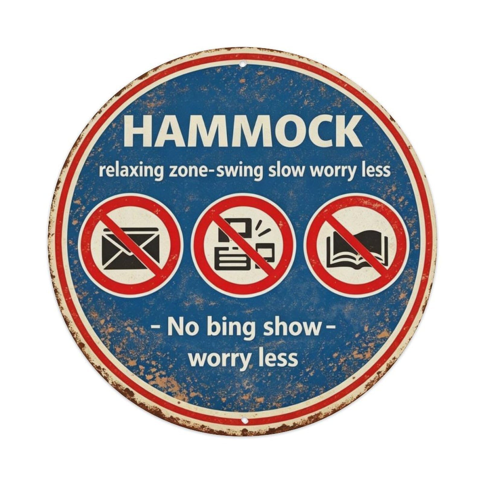 Hammock Relaxing Zone Metal Tin Sign Plaque