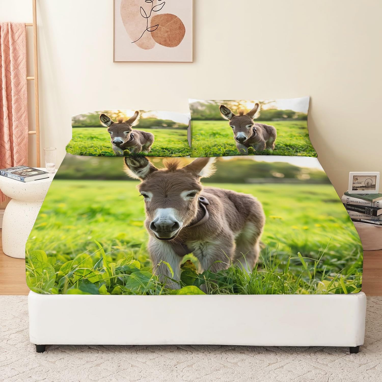 Lenzuolo con angoli Happy Donkey, facile da pulire, in morbida microfibra spazzolata, 160 x 200 + 30 cm, lavabile in lavatrice, 30 cm, con angoli profondi.