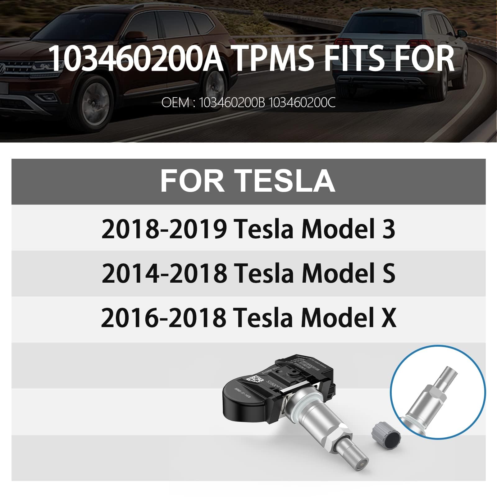 TPMS Sensor, voor Tesla Model S 2014 Model X 2015 , OEM: 103460200A