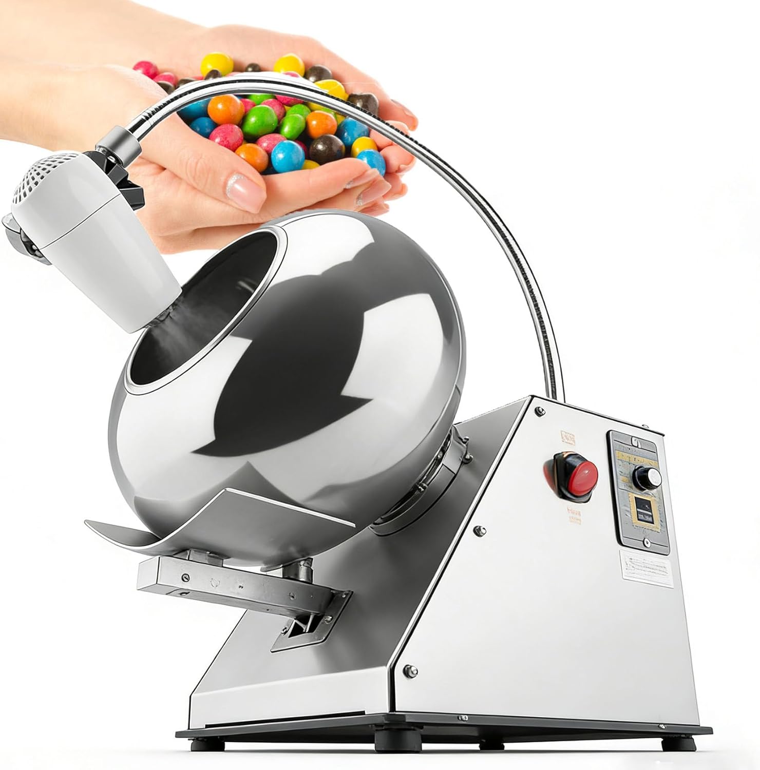 3-6kg/H Automatic Coating Polisher - Small Commercial Peanut & Almond Coating Machine, Easy-to-Use Ball Drying Polishing & Coating Equipment for Perfect Rounding