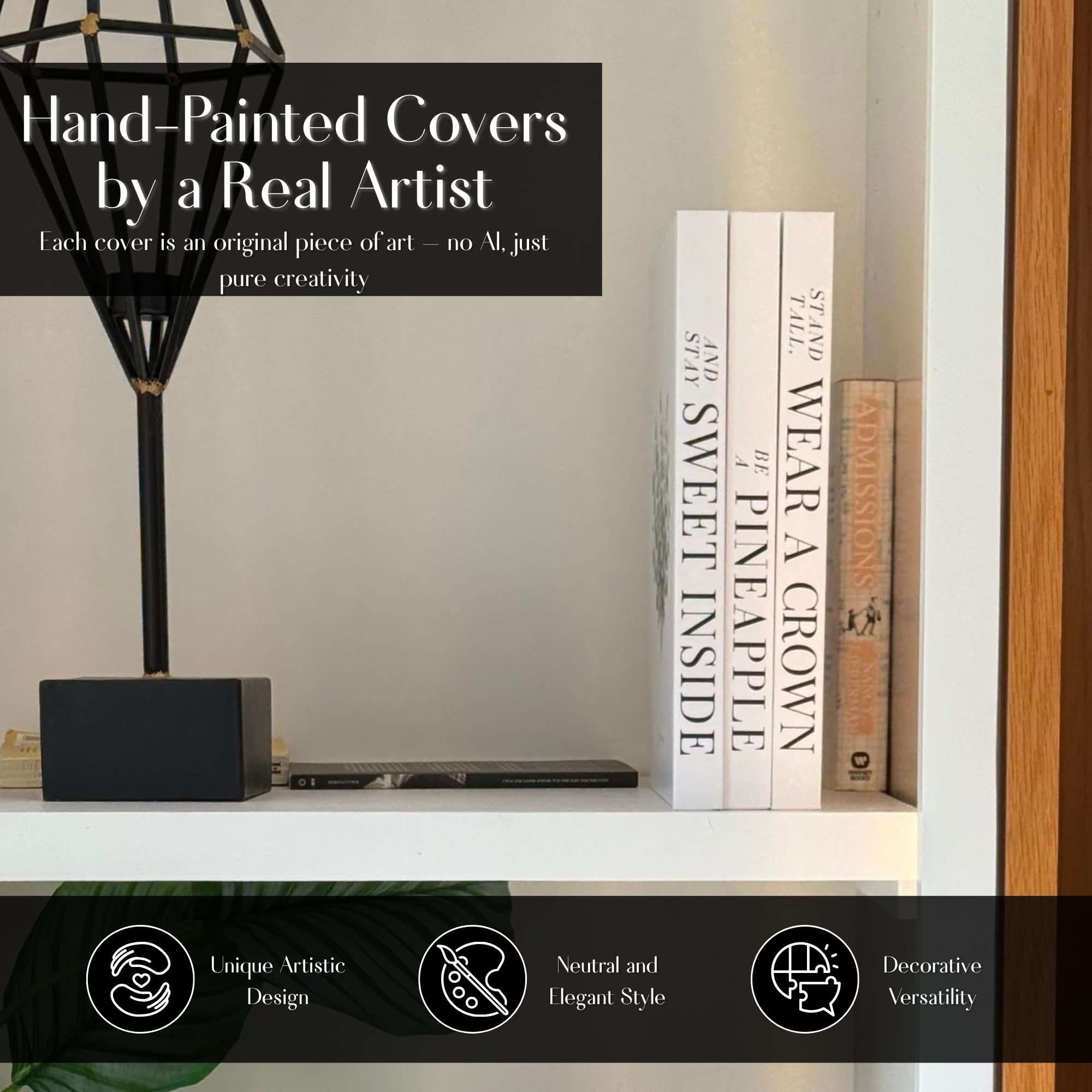 Dekorative Bücher für Wohnkultur, elegante künstlerische Einband von professionellem Maler, stilvolle Bücher für Couchtisch, Regal und Kommode, vielseitige Buchdekoration, echte Seiten für Tagebücher,