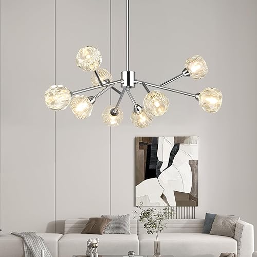 Miniatura 10 de Sputnik Candelabros para Comedor Lámpara Colgante Sobre Mesa, Candelabros de Cristal Modernos, 9 Luces Doradas Lámparas para Sala de Estar