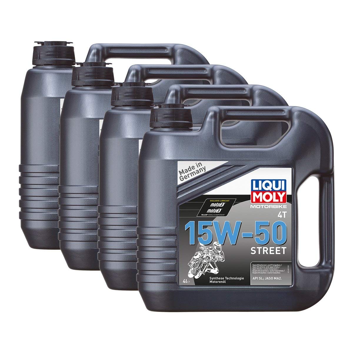 Liqui Moly 4x 1689 Motorbike 4T Synth Motorrad Street Race 15 W-50 4L