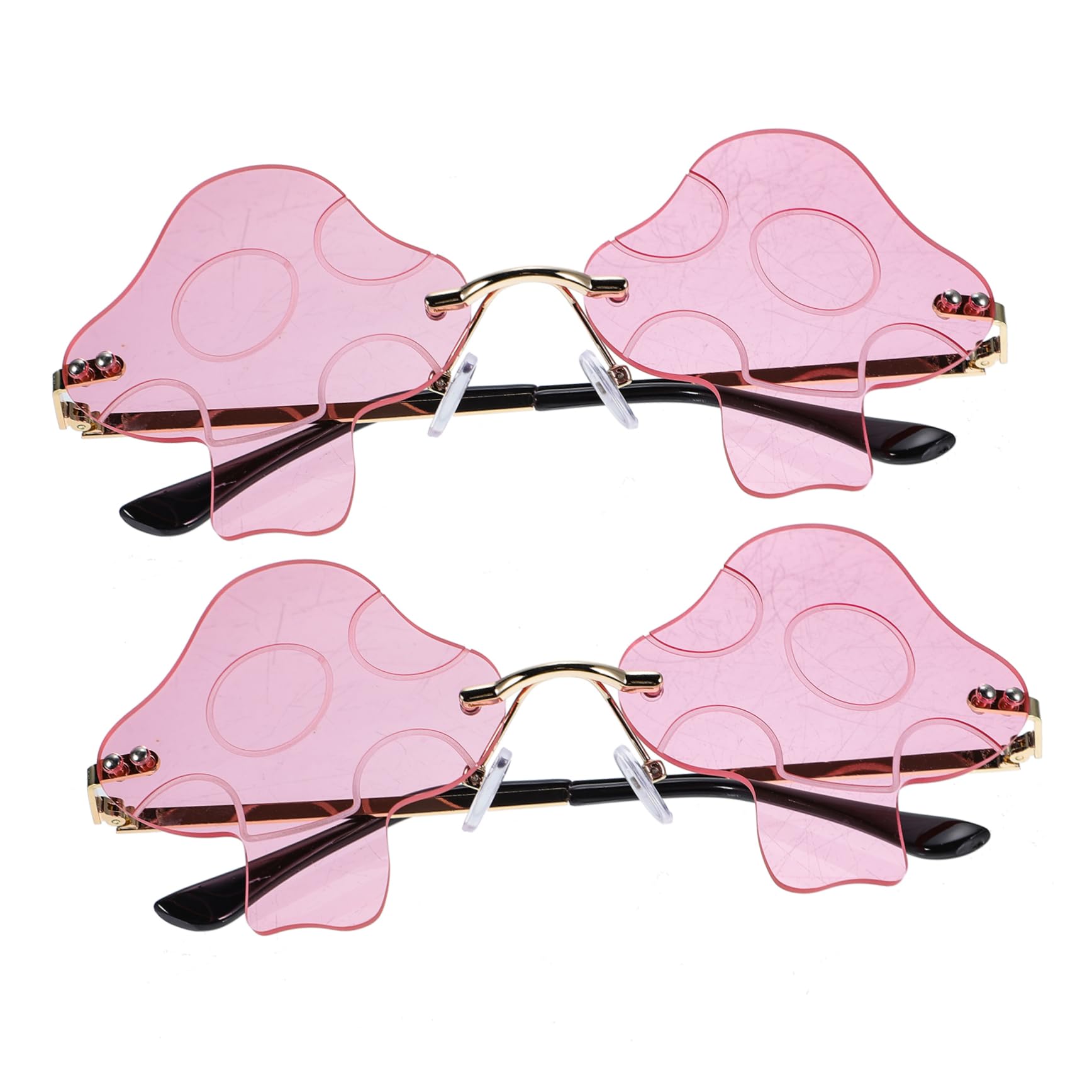 GALPADA 4 Set Di Occhiali Da Sole Oversize Alla Moda Da Uomo E Da Donna A Forma Di Fungo Con Montatura in Metallo Irregolare Leggeri E Decorativi Per Festival E Feste 2 Pezzi * 4