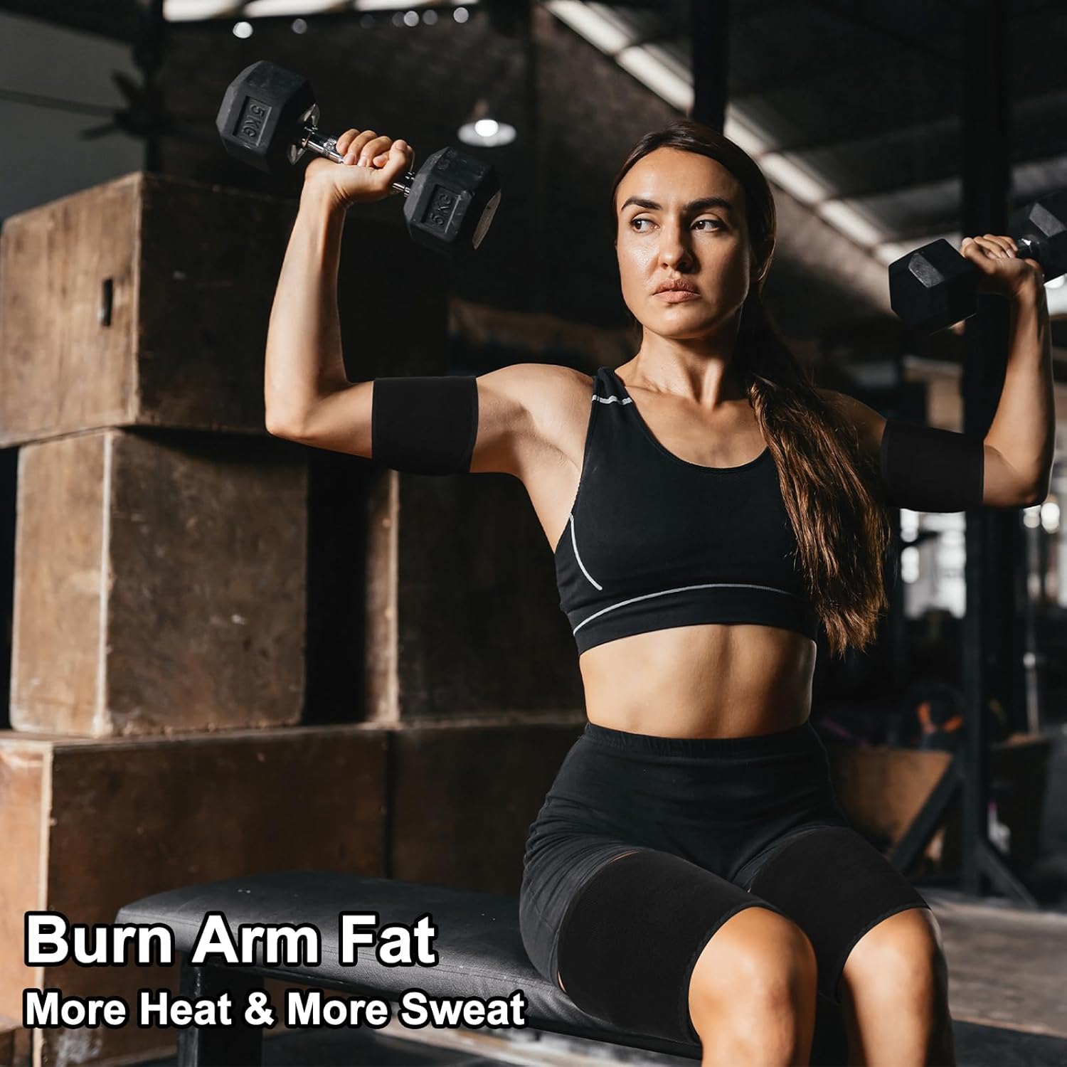 4 Pcs Thigh Wraps & Arm Trimmers Set Thigh and Arm Sweat Bands Slimmer Leg Wrap Compression for Weight Loss(Black and Sliver) - Image 5